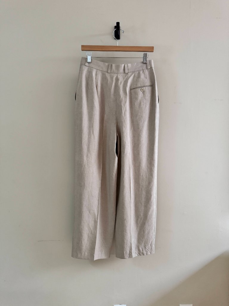 Bergdorf Goodman Vintage Tailored Pleated Linen Trousers — image 5 of 8